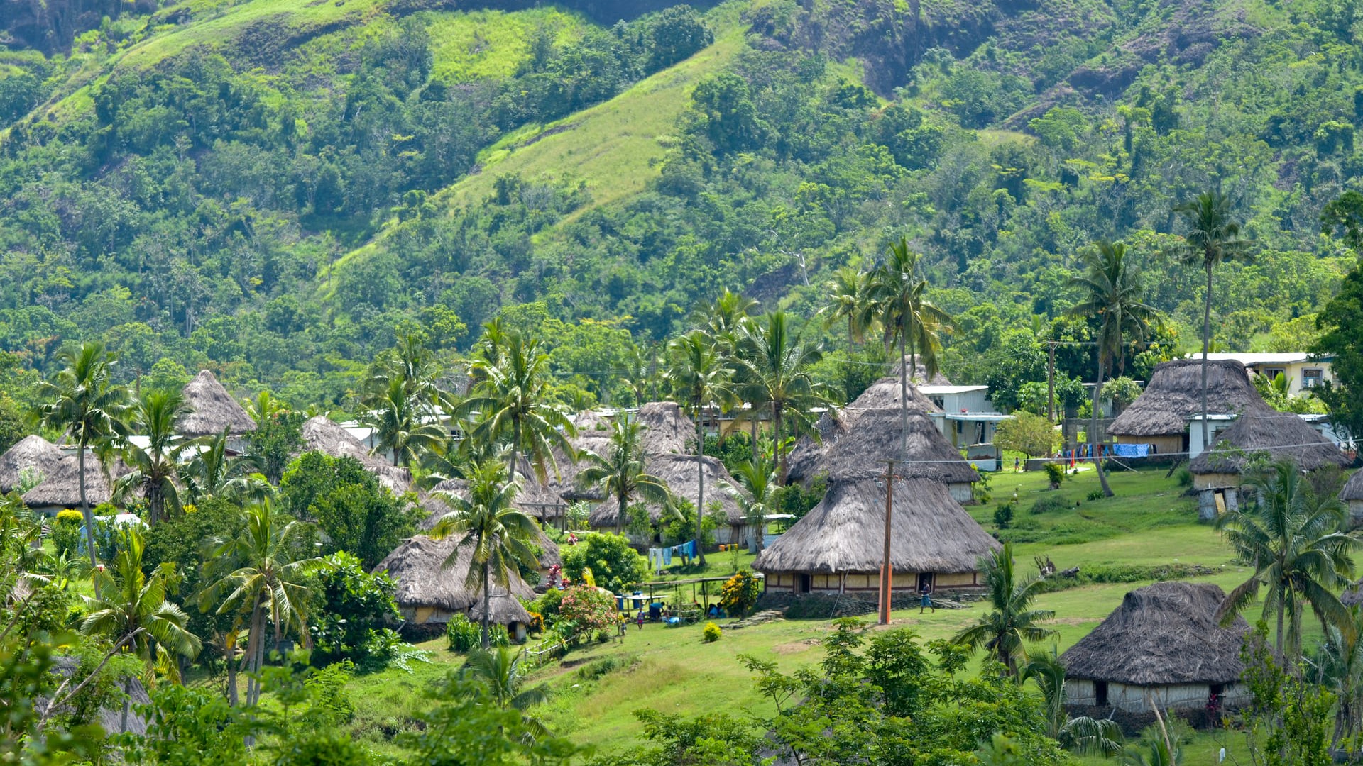 Aerial view of Navala village in the Ba Highlands of northern-central Viti Levu, Fiji 