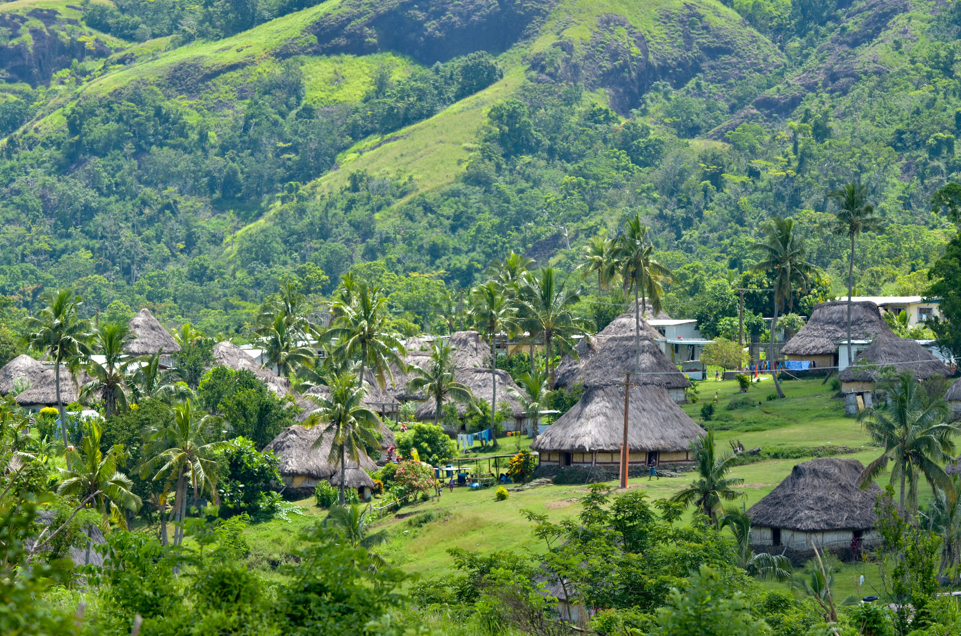 Aerial view of Navala village in the Ba Highlands of northern-central Viti Levu, Fiji