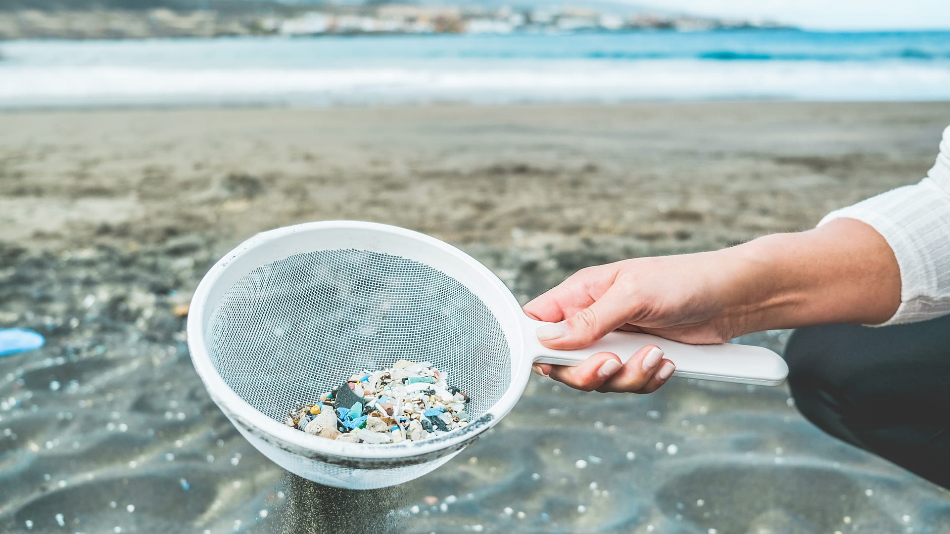 Cleaning microplastics from sand on the beach