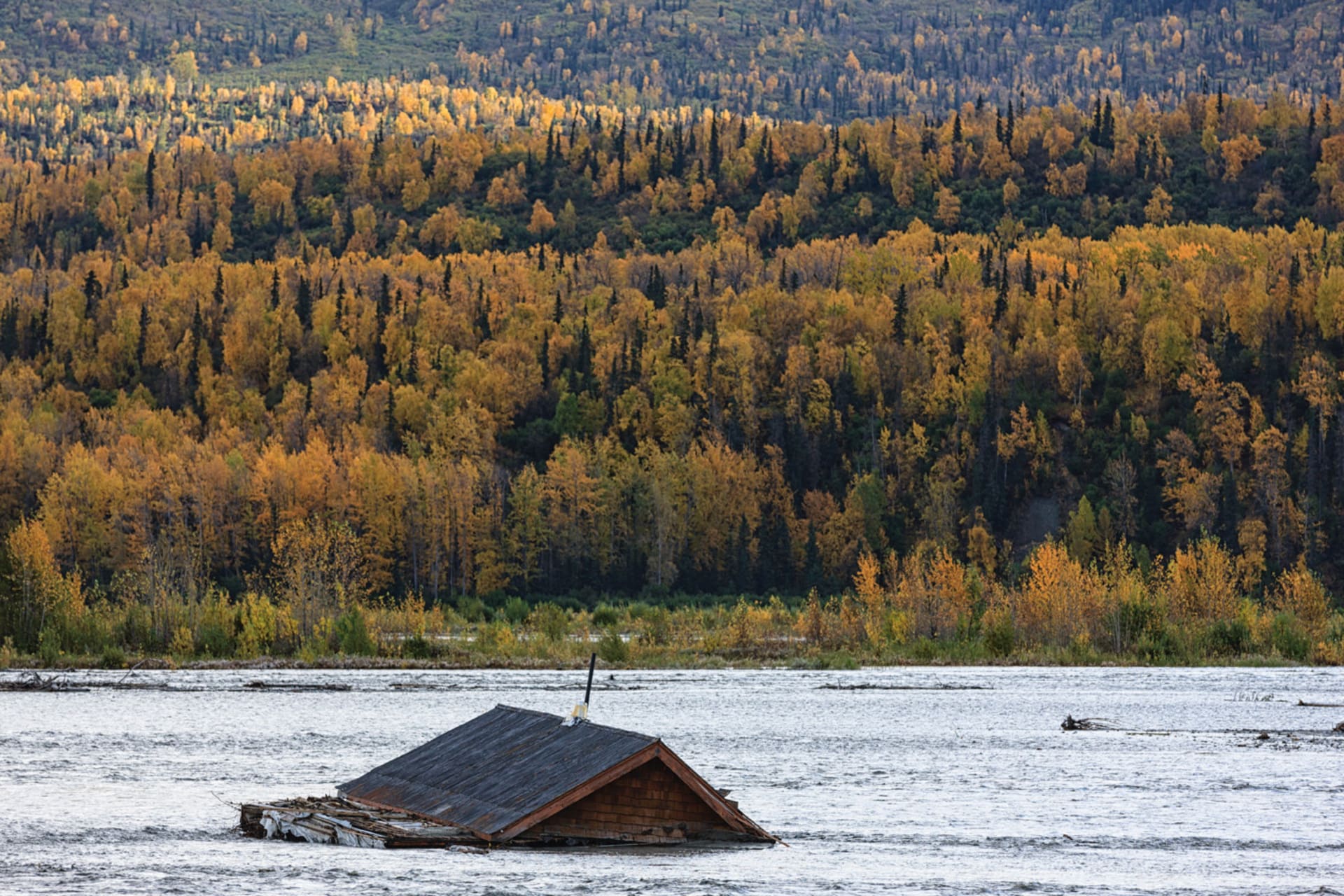 River-flooded homes in the United States of America