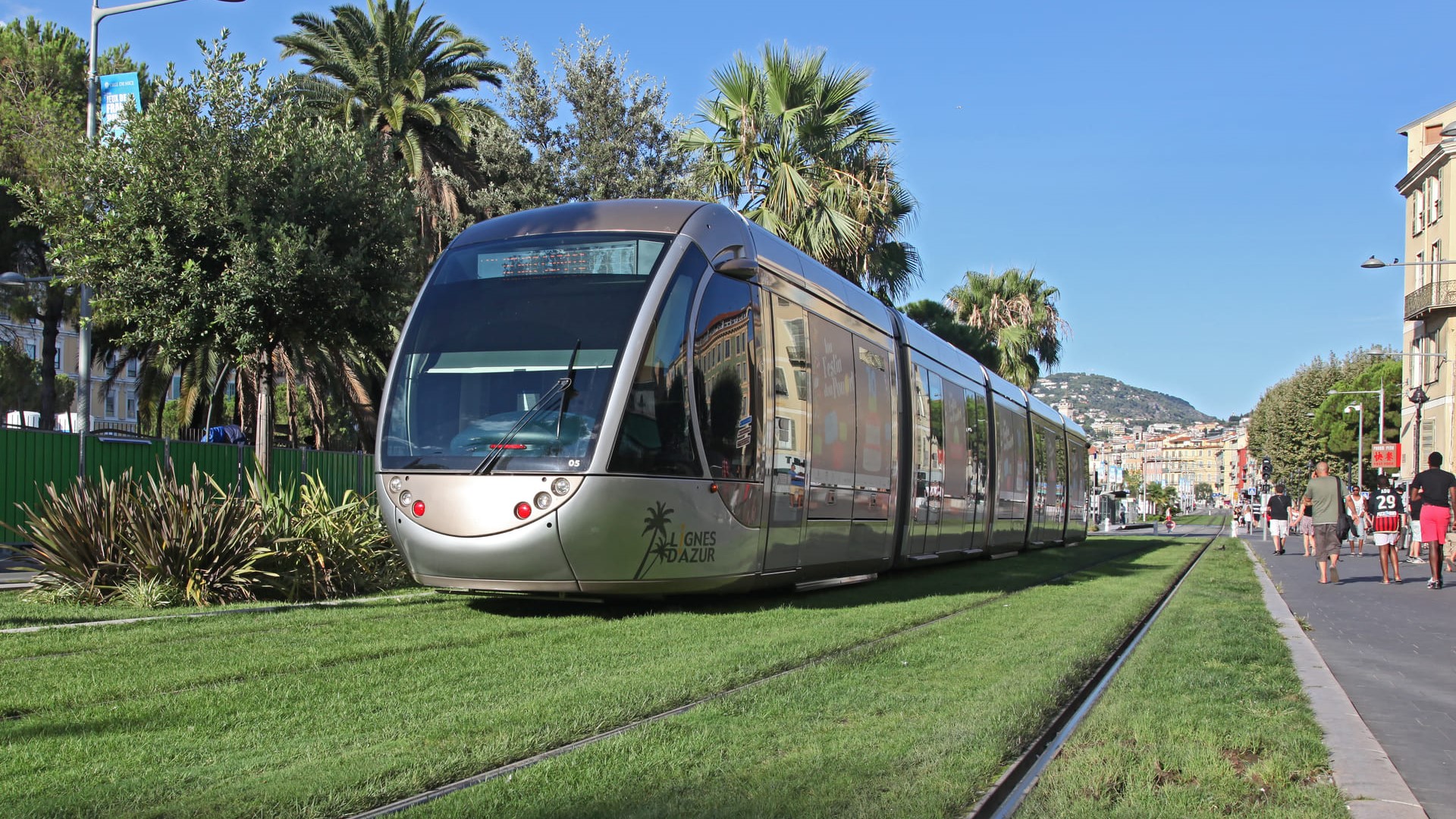 Tram in city