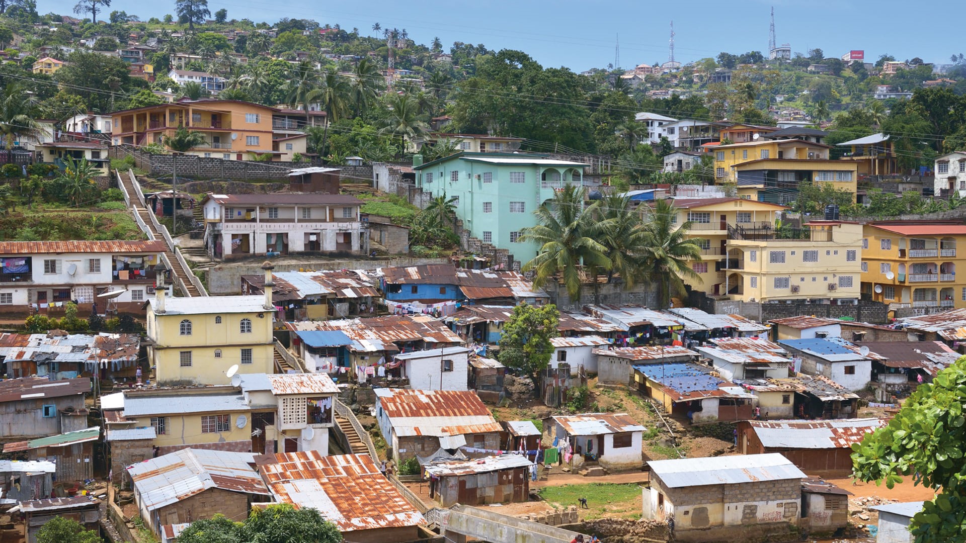 Uncontrolled urban growth in Freetown, Sierra Loene, West Africa