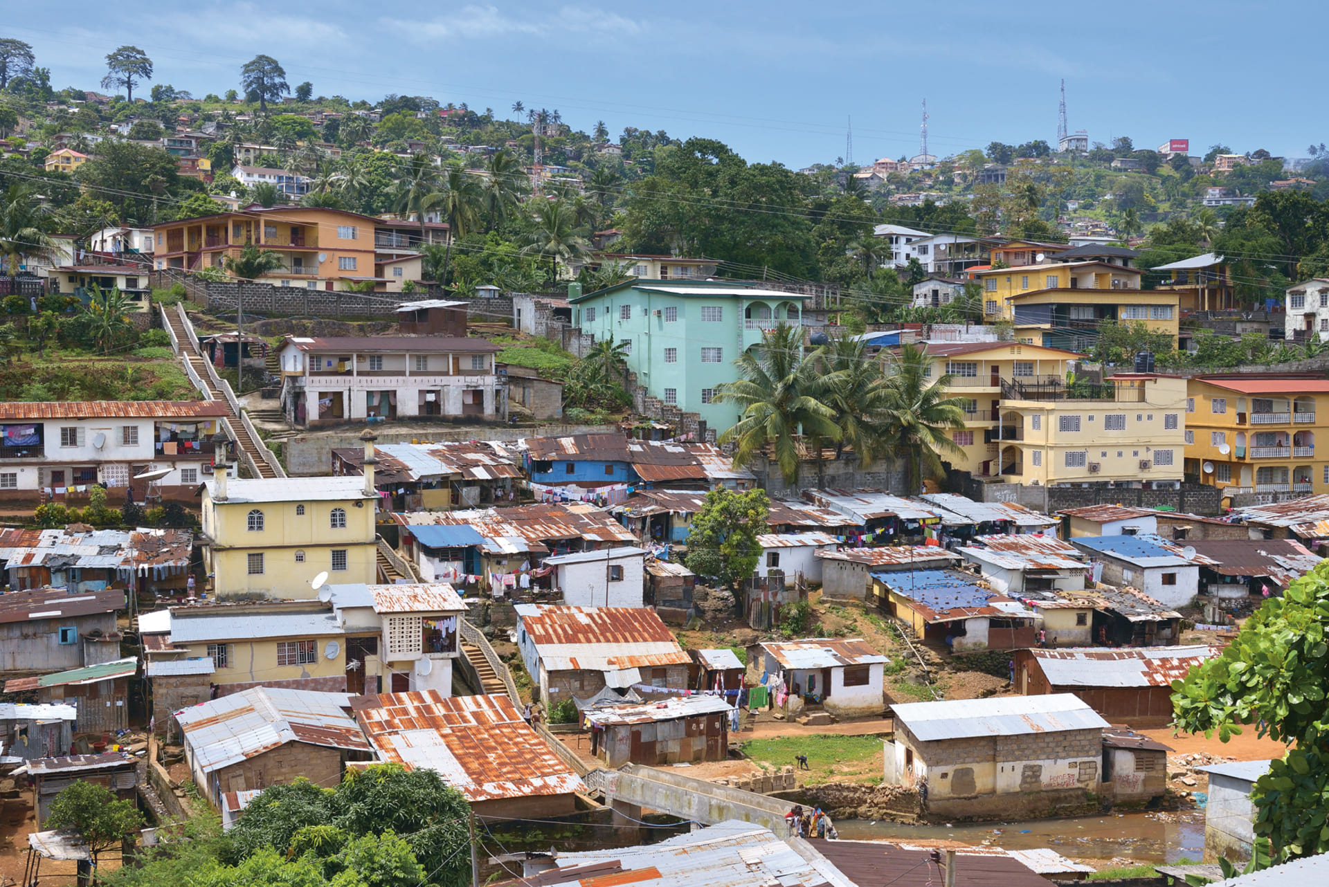 Uncontrolled urban growth in Freetown, Sierra Loene, West Africa